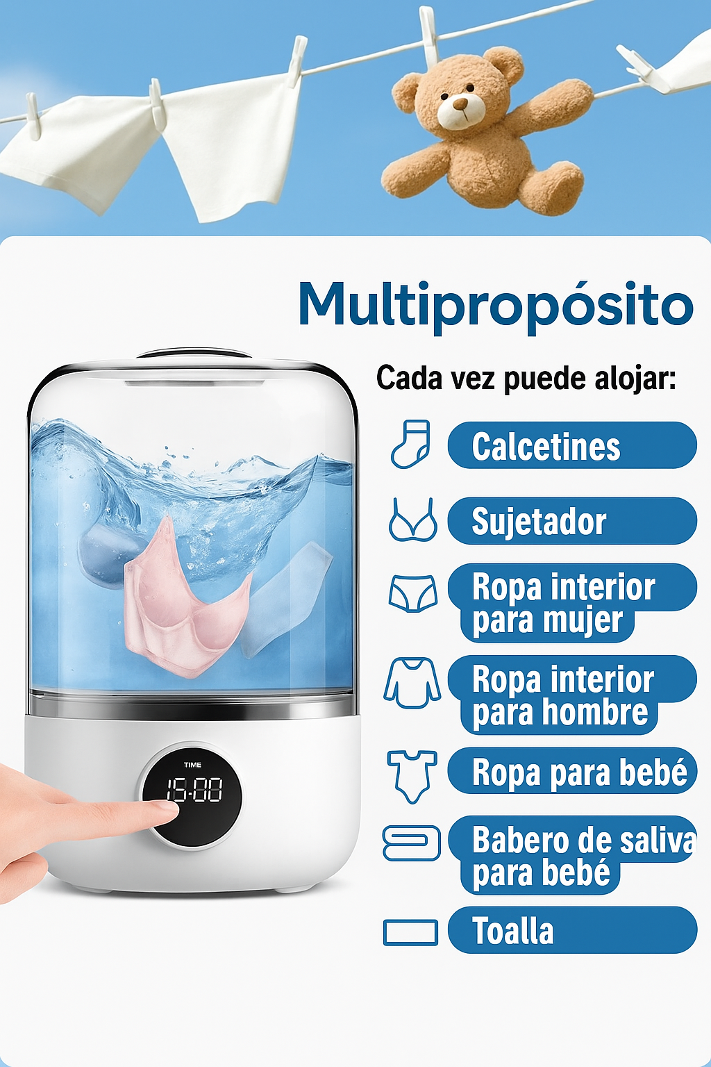 Mini Lavadora Portátil Recargable