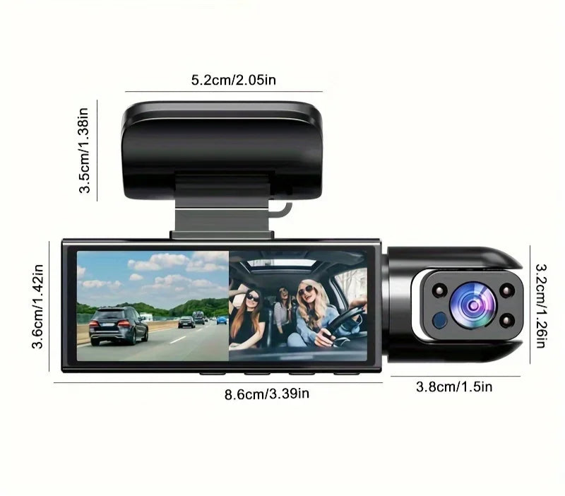 Cámara de Seguridad Vehicular 1080P con Doble Lente y Visión Nocturna IR – Seguridad Total en Cada Trayecto