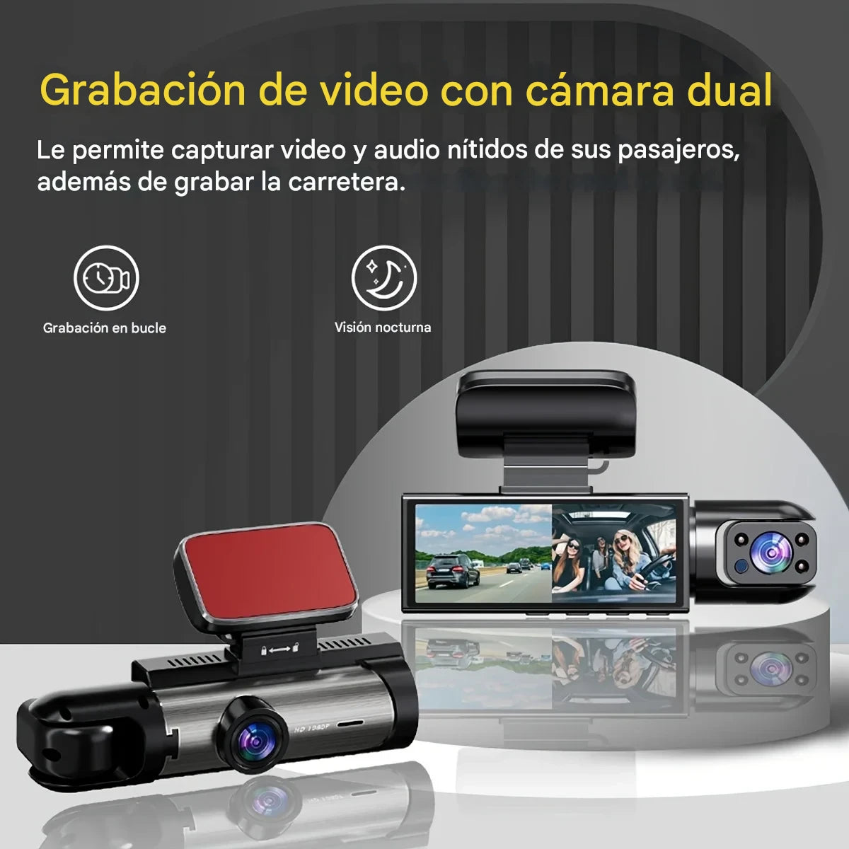 Cámara de Seguridad Vehicular 1080P con Doble Lente y Visión Nocturna IR – Seguridad Total en Cada Trayecto