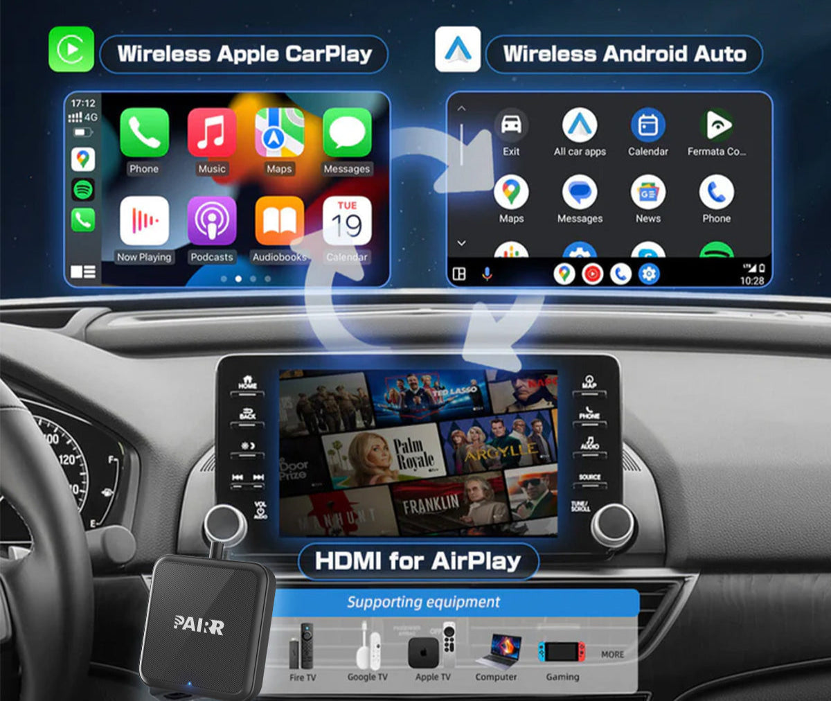 Adaptador Multimedia Inalámbrico CarPlay/Android Auto HDMI 2025