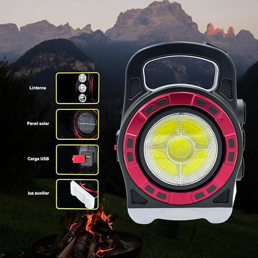 Linterna LED Multifuncional Superbrillante con Carga Solar y Bateria externa