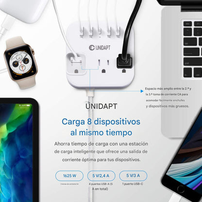 Adaptador Universal 8 en 1 con Regleta de Energía
