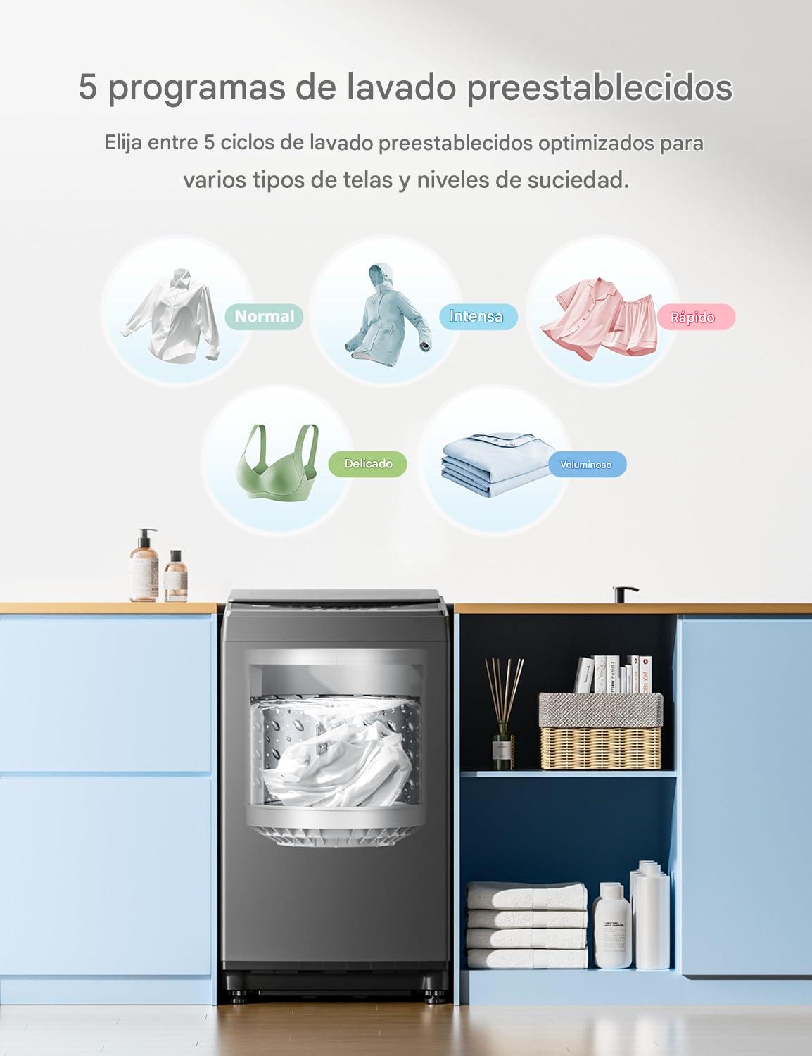 Lavadora Portátil Compacta de 0.9 Pies Cúbicos con 5 Ciclos de Lavado