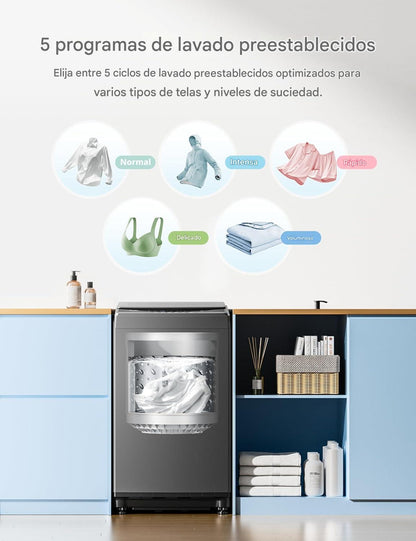 Lavadora Portátil Compacta de 0.9 Pies Cúbicos con 5 Ciclos de Lavado