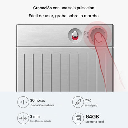Grabadora de Voz AI Note – Grabadora de Alta Calidad con Control de App, Transcripción y Resumen con Tecnología AI