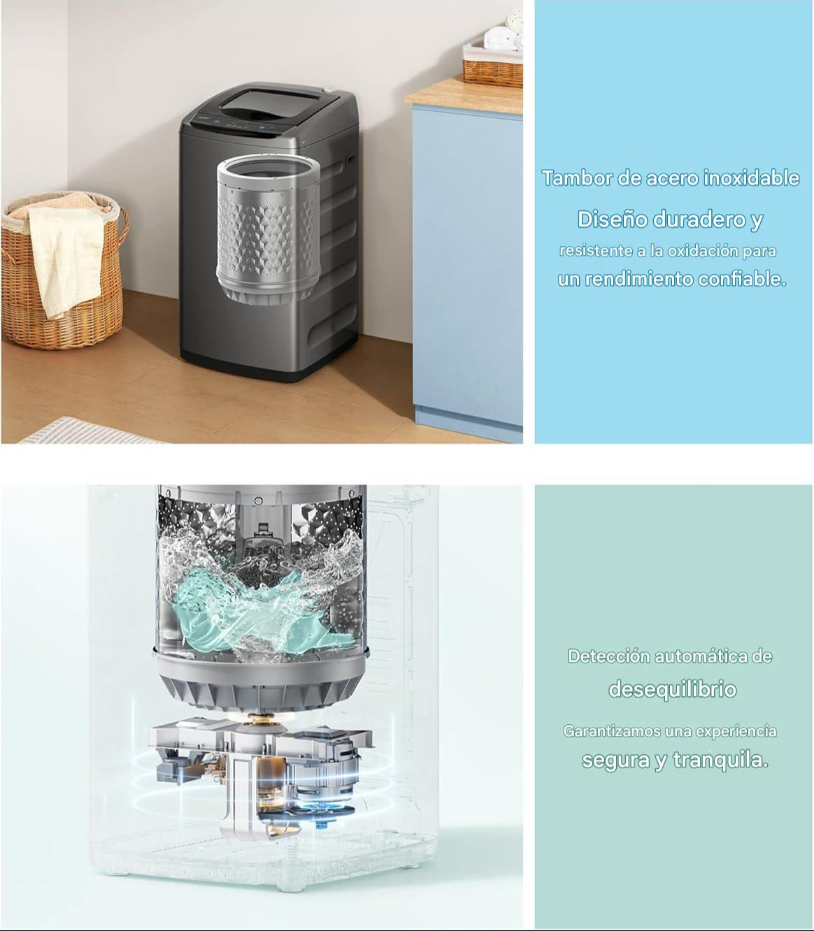 Lavadora Portátil Compacta de 0.9 Pies Cúbicos con 5 Ciclos de Lavado
