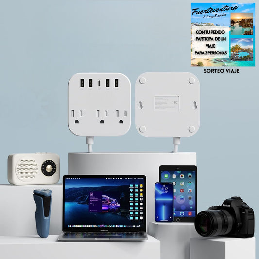 Adaptador Universal 8 en 1 con Regleta de Energía