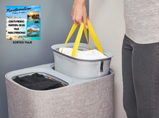 Cesta de Ropa Doble Compartimento con Bolsas Removibles