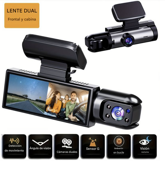 Cámara de Seguridad Vehicular 1080P con Doble Lente y Visión Nocturna IR – Seguridad Total en Cada Trayecto