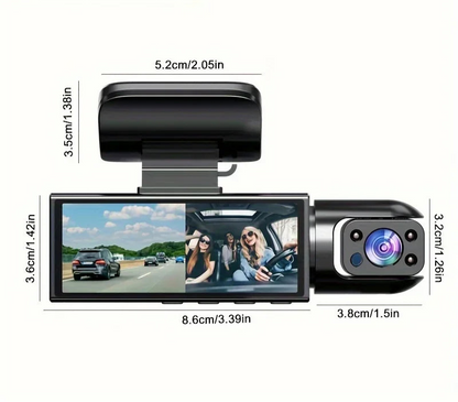 Cámara de Seguridad Vehicular 1080P con Doble Lente y Visión Nocturna IR – Seguridad Total en Cada Trayecto